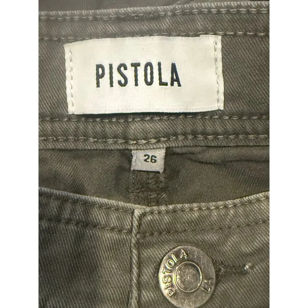 NWT Pistola Elliot Eden High Rise Crop Tuxedo Stripe Straight Leg Pant 26 Green - Picture 8 of 15